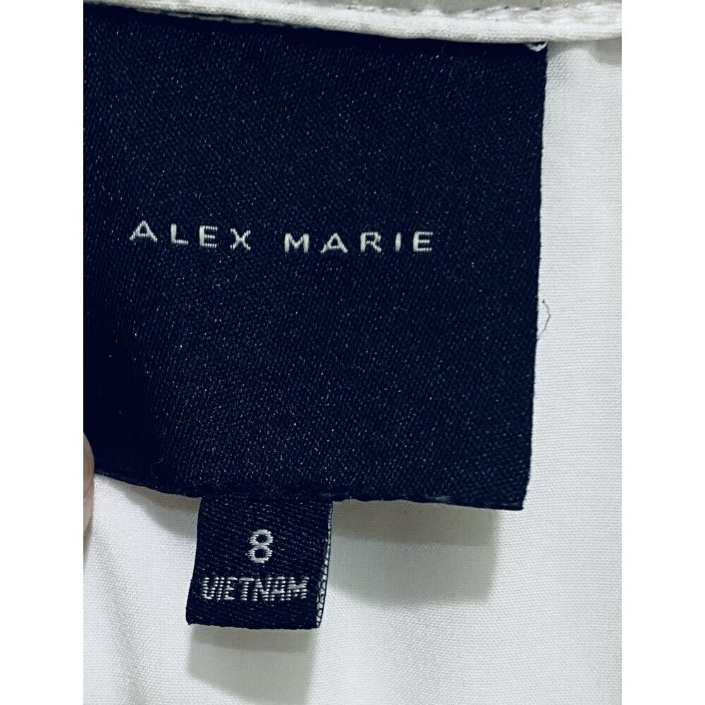 Alex Marie Dress Womens 8 White Vanya Textured Ruffle Hem Flirty Cottagecore - Picture 7 of 8